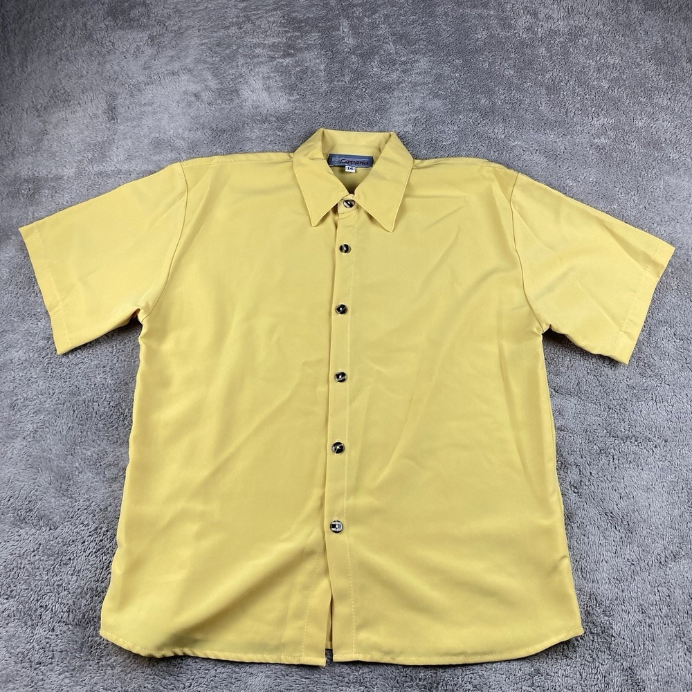 Lavana USA‎ Shirt Buttons Womens 14 Yellow Short Sleeve